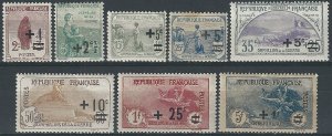 1922 Francia Pro Orfani di Guerra 8v. MH Unificato n. 162/69