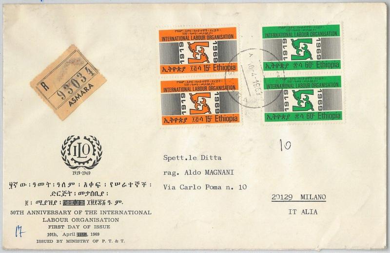 64933 - ETHIOPIA - POSTAL HISTORY -  FDC COVER: Michel # 609/10 1969  Labour