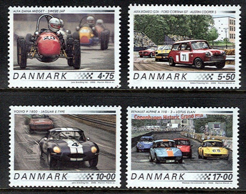 Denmark #1357-1360 Vintage Racing Cars