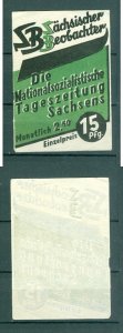 Germany. 1933-1945. Poster Stamp. MNG Sachsischer Beobachter Daily Newspaper