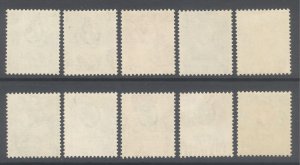 Gold Coast 1928 1/2d-5s Castle Script CA Scott 98-107 SG 103-112 MNH Cat $142+