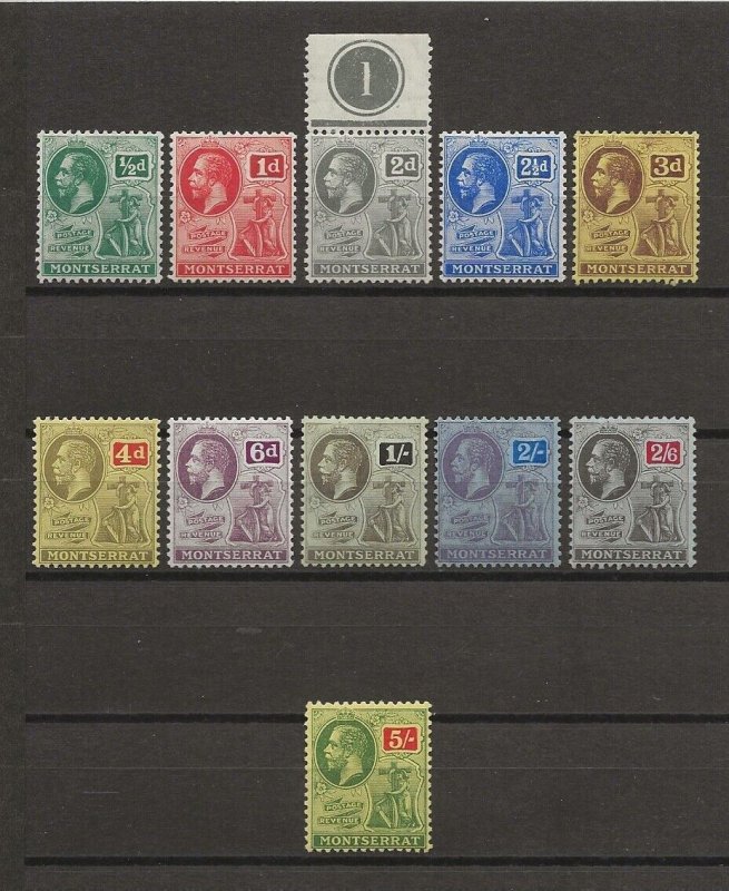 MONTSERRAT 1916/22 SG 49/59 MINT Cat £130