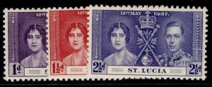 ST. LUCIA GVI SG125-127, 1937 CORONATION set, M MINT.