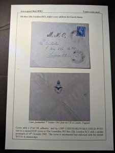 1943 England Undercover Mail Cover UK to London Czech Army FPO