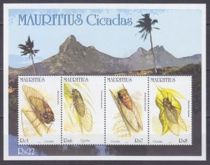2002 Mauritius 949-952/B26 Insects