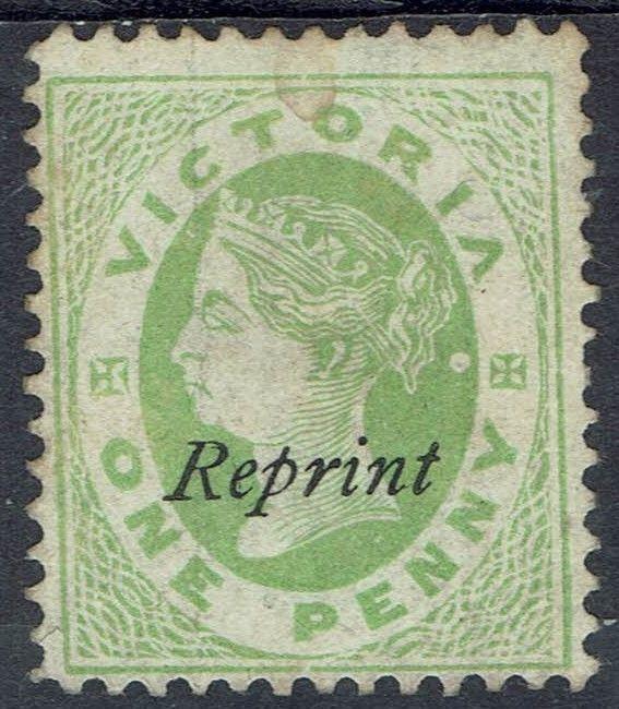 VICTORIA 1861 QV 1D OFFICIAL REPRINT NO GUM 