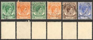 Straits Settlements SG293/8 Die 2 set of 6 Fine used Cat 36.10 pounds