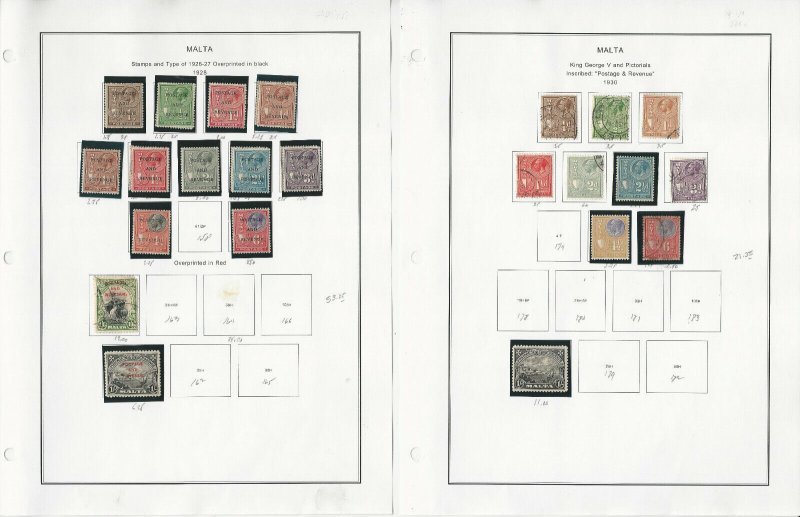 Malta Stamp Collection on 24 Steiner Pages, 1928-1972, JFZ 