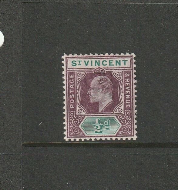 St Vincent 1904/11 MCCA, 1/2d DAMAGED FRAME & CROWN, Fresh MM SG 85a