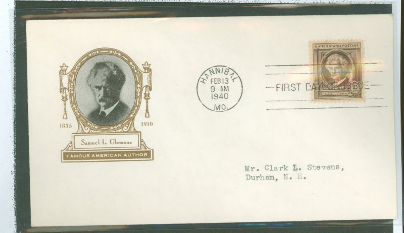 US 863 samuel clemens (famous american series) FDC with an ioor cachet