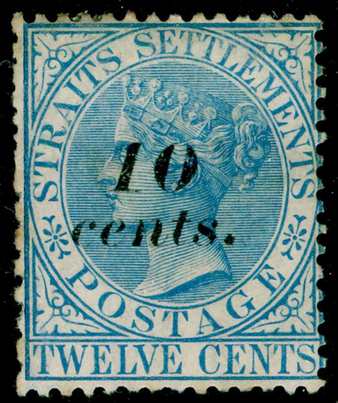 MALAYSIA - Staits Settlements SG45, 10c on 12c ultramarine, M MINT. Cat £95.