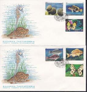 Greece # 1397-1402, Sea Life, Shells, First Day Covers