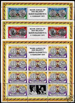 St Vincent Grenadines 116-8 Sheets MNH Queen Elizabeth Silver Jubilee