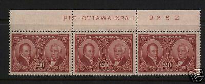 Canada #148 VF Mint Plate Strip Of Three