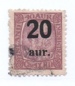 Iceland Sc 134 1921 20 a ovpt on 40 a Christian IX stamp used