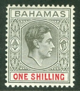 SG 155d Bahamas 1938-52. 1/- pale brownish grey & crimson. Fine unmounted mint..