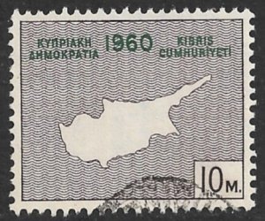 CYPRUS 1960 10m INDEPENDENCE Issue MAP Sc 198 VFU