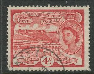 St. KITTS-NEVIS - Scott 124 - QEII Definitives -1954 - FU - Single 4c Stamp