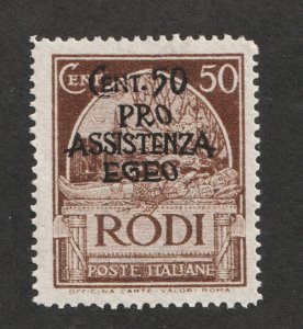 1943 Italy - Aegean Islands - Rhodes Rodi Sc# B6 (semi postal), MH Cv$6.00