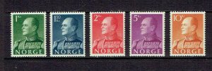 NORWAY - 1959 KING OLAV V - SCOTT 370 TO 374 - MLH