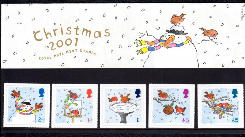 Great Britain 2001 Christmas Complete MNH Set in Presentation Pack SC 2002-2006
