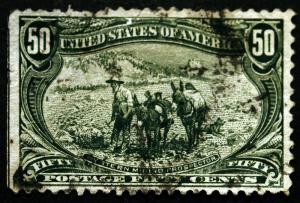 #291 50c Sage Green 1898 Trans Mississippi XF Used CV $210