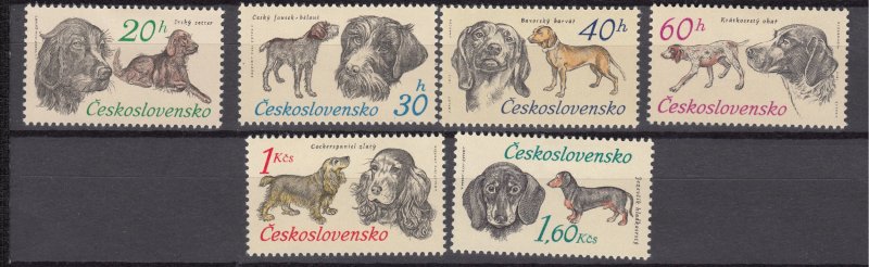 J27081 1973 czechoslovakia set mh #1896-1901 dogs