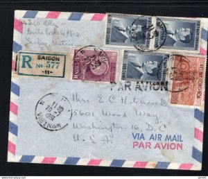 Vietnam 1961 Register Cover Saigon-Washington Used 16914