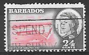 Barbados 1961 24 cents Queen Elizabeth, used, Scott #253