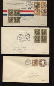 551 & 576 MARCH 19 1925 COMBINATION FIRST DAY COVER & 3 BONUS COVERS (lv 1308)