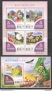 2015 Solomon Islands Butterflies Fauna Insects #3302-06 1+1 ** Ls463