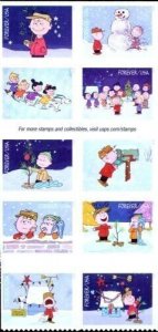 2015 49c Forever A Charlie Brown Christmas, Block of 10 Scott 5021-5030 Mint NH