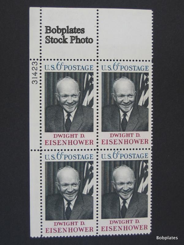 BOBPLATES #1383 Eisenhower Upper Left Plate Block 31423 F-VF NH SCV=$1