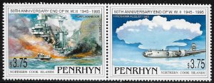 Penrhyn #444 MNH Pair - End of World War II