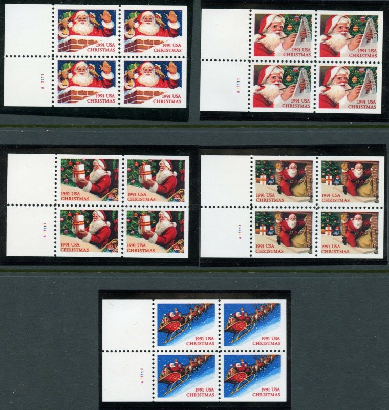 US Scott 2581b,2582a-85a Christmas 1991 5 GORGEOUS Mint NH Booklet panes 