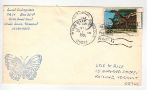 1991 SCARCE WELLS RIVER VERMONT MAILERS POSTMARK PERMIT + CACHET Postal History