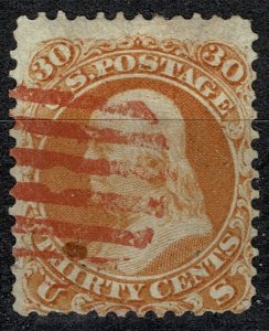 U.S.A. 1862-66 30c ORANGE (SHADES) USED (VFU) P.12 SG67