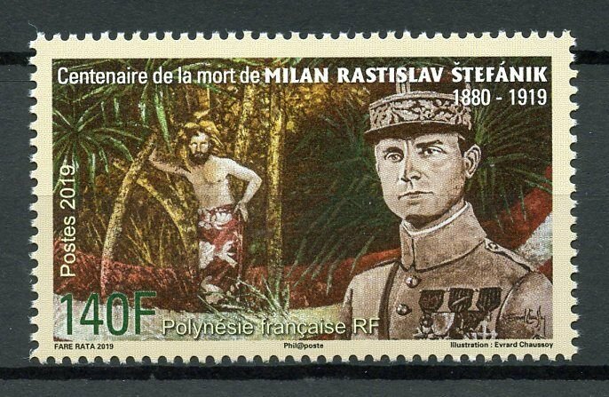 French Polynesia Stamps 2019 MNH WWI WW1 Milan Stefanik Military People 1v Set