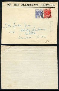 Sierra Leone KGV 1 1/2d and 3d on OHMS Front