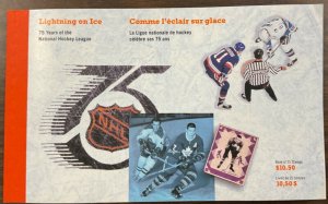 CANADA #1443a-#1445a, 1992 complete booklet, VF, MNH National Hockey League 75th