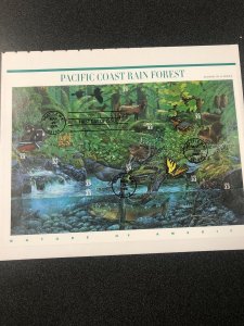 FDC 3378 Souvenir Page Pacific Coast Rain Forest 10 Stamps With Envelope
