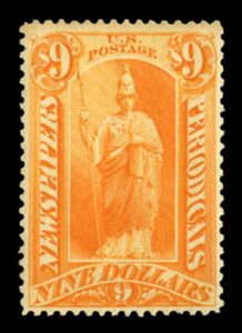 United States, Newspaper Stamps #PR74 Cat$800, 1879 $9 orange, lightly hinged