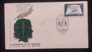 D)1972, URUGUAY, FIRST DAY COVER, ISSUE, 25TH ANNIVERSARY OF THE CIVIL RIGHTS
