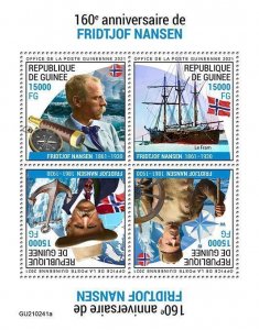 Guinea Ships Stamps 2021 MNH Fridtjof Nansen Exploration Famous Explorers 4v M/S