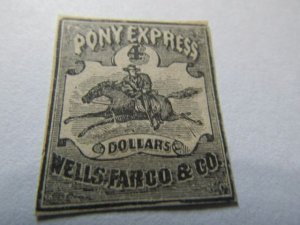 US Local Stamps 1861, Scott # 143L5, 4$ Black-Wells Fargo Pony Express, MH NG,