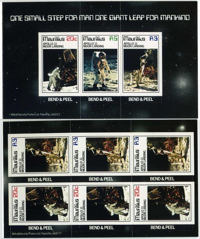 Mauritius 483 booklet,MNH.Michel 477-479 MH. Apollo Moon landing,10th Ann.1979.