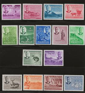 Mauritius 235-249 SG 276-290 MLH VF 1950 SCV $87.10 (jr)