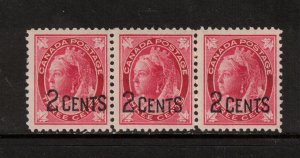 Canada #87i Very Fine Never Hinged Narrow Spacing Strip Of Three