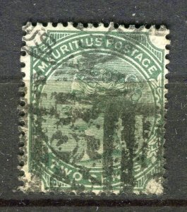 MAURITIUS; 1885 classic QV Crown CA issue fine used 2c. value