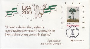 1988 USA South Carolina  Statehood  (Scott 2343) Heartland FDC